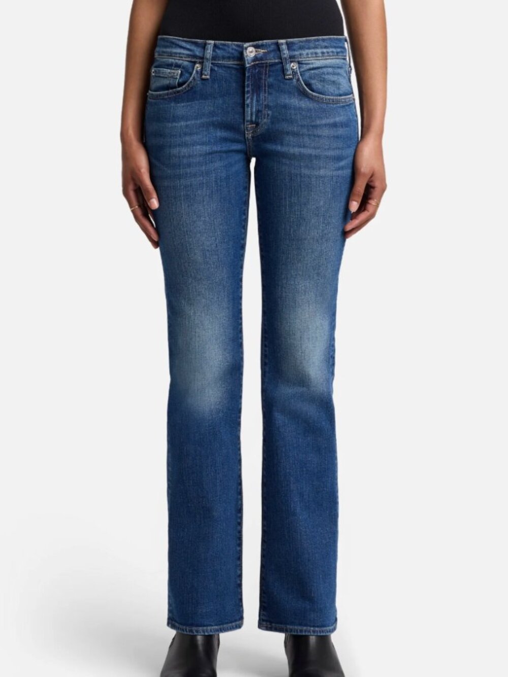 7 For All Mankind Tailorless Bootcut Jean Embellished Pockets Dark Blue, size 28